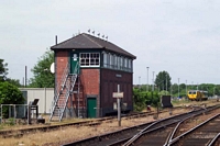 Stourbridge Junction station signal box from platform 3